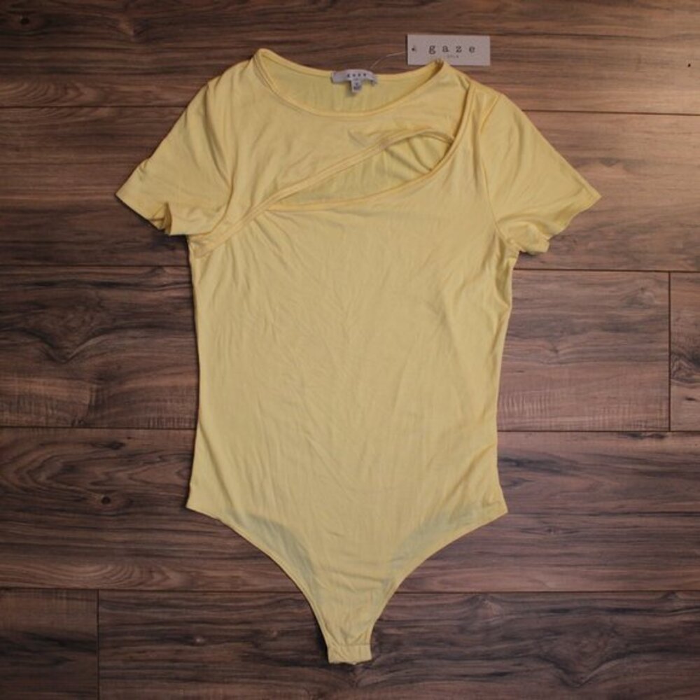 Gaze Light Yellow Short Sleeve Bodysuit M - Picture 1 of 7